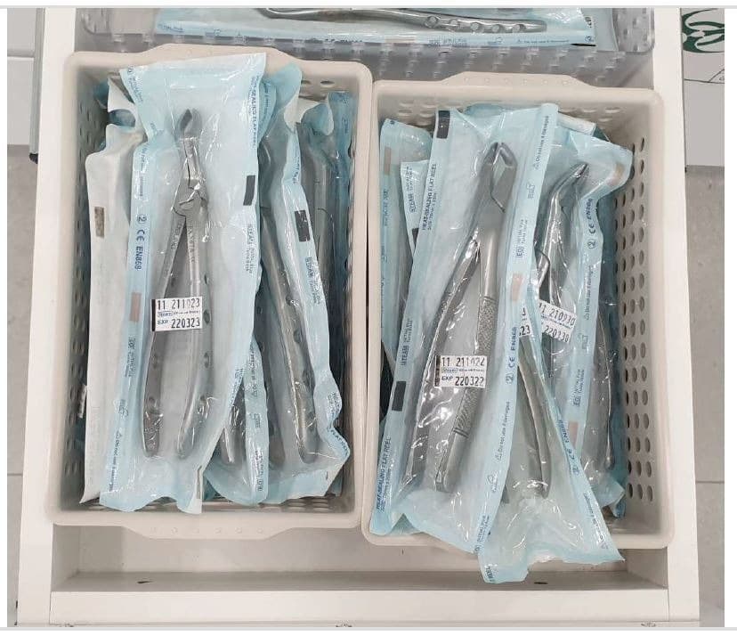 개별 포장된 멸균 기구 보관 상태